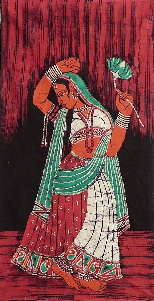 Rajput Princess - Batik Painting on Cloth - 35 x 18 inches
