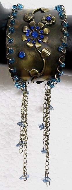 Deep Blue Stone Bracelet Raw Garnet Handmade Glass Beads - Etsy