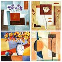 Set of 4 Abstract and Flower Posters