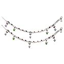 Pair of White Metal Anklet with Multicolor Stone and Bead