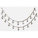 Pair of White Metal Anklet with Multicolor Beads
