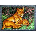 Lioness with Cub - Print on Cloth