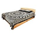Black and Off-White Cotton Double Bedspread with 2 Pillow Covers