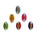 6 Multicolor Oval Shaped Felt Bindis with White Stones