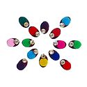 14 Multicolor Oval Bindis with White Stone