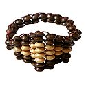 Brown and Cream Wooden Bead Stretch Bracelet