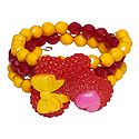 Red and Yellow Beaded Adjustable Bracelet