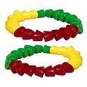 Pair of Red, Green and Yellow Beaded Stretch Bracelet