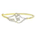 Faux Zirconia Studded on Gold Plated Hinged Bracelet