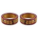 Set of 2 Stone Studded Red Lac Bangles