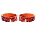 Set of 2 Saffron Lac Churis with Stone and Beads