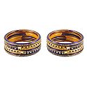 Set of 2 Stone Studded Purple with Yellow Lac Bangles