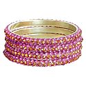 Four Pink with Golden Stone Studded Bangles