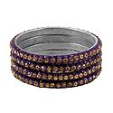 4 Purple and Golden Stone Studded Metal Bangles