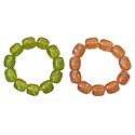 Set of 2 Green and Peach Beaded Stretch Bracelet