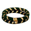 Pair of Green Thread Bangles with Golden Ribbon