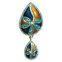 Stone Studded Laquered Leaf Shaped Brooch