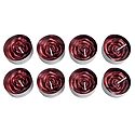 Set of Eight Floating Red Rose Wax Candles in Metal Container