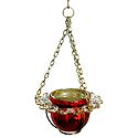 Metal Red Bowl with White Crystal Hanging Candle Holder