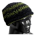 Ladies Hand Knitted Black and Green Woolen Beanie Cap