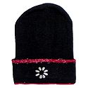 Black Woolen Beanie Cap with Red Border