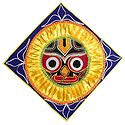 Appliqued Jagannathdev Face on Blue Velvet Cloth - Wall Hanging
