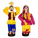 Bhangra Dancers from Punjab - Set of 2 Cloth Dolls