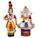 Manipuri Dancers depicting Radha Krishna - Set of of 2 Cloth Dolls