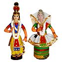 Manipuri Dancers depicting Radha Krishna - Set of 2 Cloth Dolls