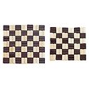 Brown and Off-White Check Bamboo Coasters - Set of 2