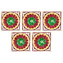 Set of 5 Wood Coasters with Colorful Foil Paper