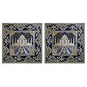 Set of 2 Silk Cushion Covers with Taj Mahal Design