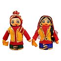 Bhangra dancers from Punjab - Set of of 2 Cloth Dolls