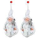 Set of 2 Hanging White Santa Claus for Christmas Decoration