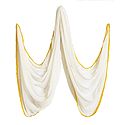 Plain White Synthetic Dupatta with Yellow Lace Border