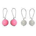 Set of 2 Pairs Ivory and Pink Ball Earrings