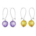 Set of 2 Pairs Mauve and Yellow Ball Earrings