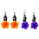 Set of 2 Pairs Saffron and Purple Acrylic Rose Earrings