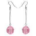 Metal Dangle Earrings with a Pink Acrylic Bead