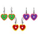 Set of 3 Pairs Rubber Heart Earrings