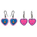 Set of 2 Pairs Rubber Heart Earrings