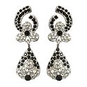Pair of Black and White Stone Studded Dangle Earrings