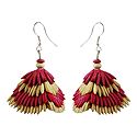 Red with Beige Paddy Jhumka Earrings