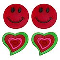 2 Pairs of Rubber Heart and Smiley Stud Earrings