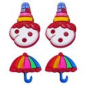 2 Pairs of Rubber Clown and Umbrella Stud Earrings