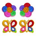 2 Pairs of Rubber Flower and Butterfly Stud Earrings