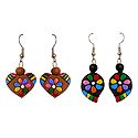 2 Pairs of Hand Painted Brown and Black Terracotta Earrings
