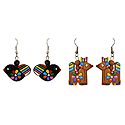 2 Pairs of Hand Painted Brown and Black Terracotta Earrings