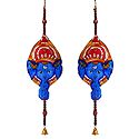 Set of 2 Hand Painted Hanging Ganesha with Beads - Perforated Leather Crafts
