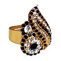 Black and White Stone Studded Adjustable Ring